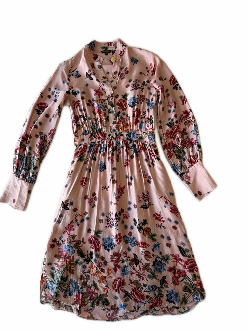 Massimo Dutti Blush Pink Floral Button-Front Top